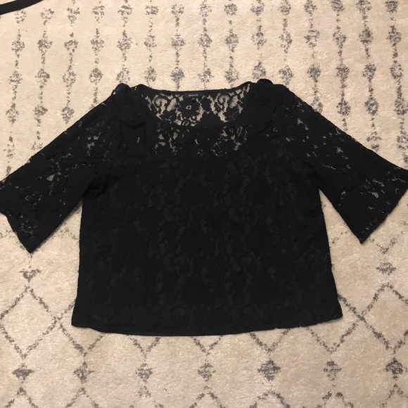 Black lace overlay shirt - Picture 2 of 2